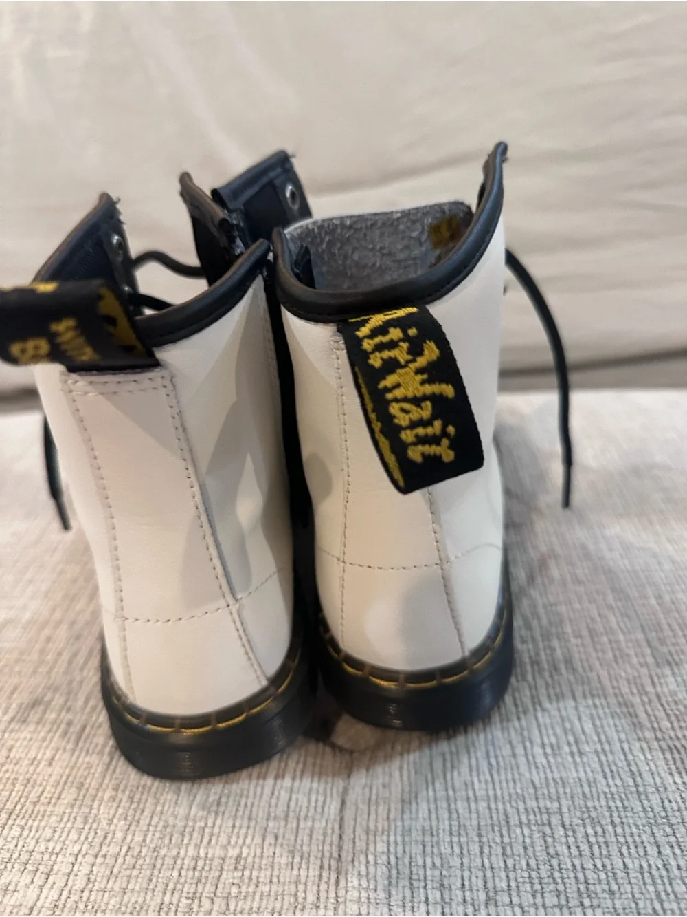 Dr. Martens Kids White and Black Zip Combat Boots